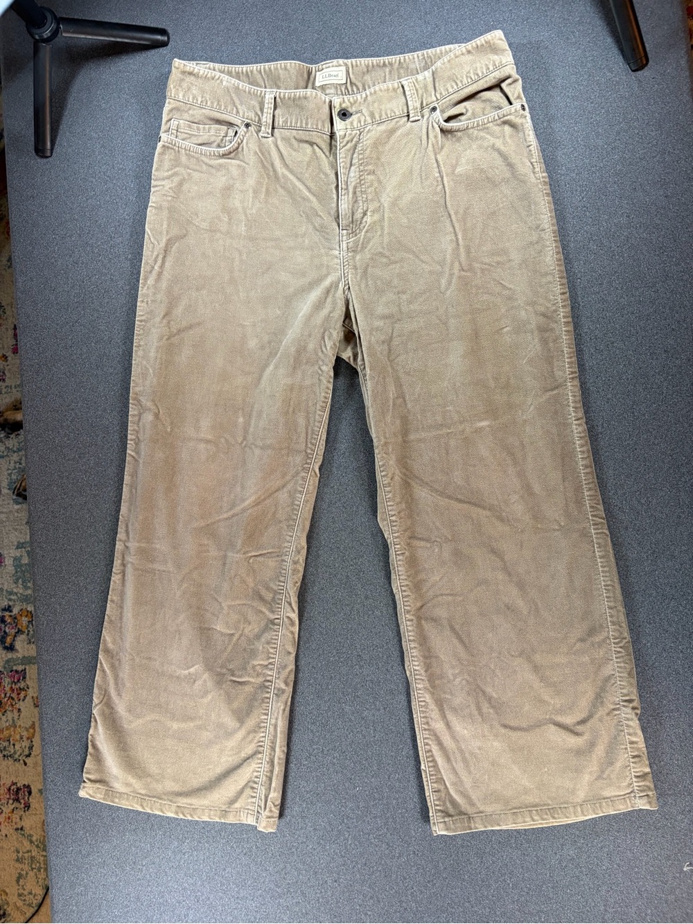 L.L. Bean Velour Pants Womens in Size 16 Light Brown Straight Leg Cabincore